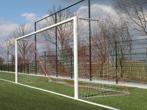 Doel met netstang, ovaal profiel 100-120 mm, wit gecoat