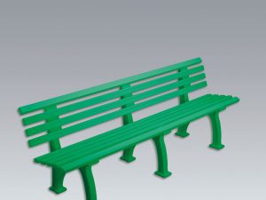 Zitbank kunststof 2 meter breed, recht, kleur groen