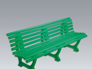 Zitbank kunststof 2 meter breed, gebogen, kleur groen