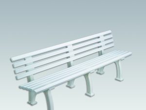 Zitbank kunststof 2 meter breed, recht, kleur wit