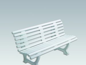 Zitbank kunststof 1,50 meter breed, gebogen, kleur wit