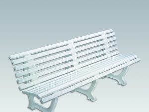 Zitbank kunststof 2 meter breed, gebogen, kleur wit