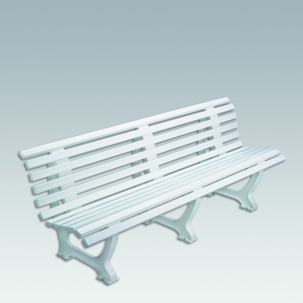 Zitbank kunststof 2 meter breed, gebogen, kleur wit
