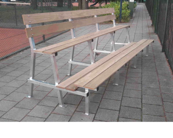 Duurzame tribunebank 3,5mtr dubbele zitrij